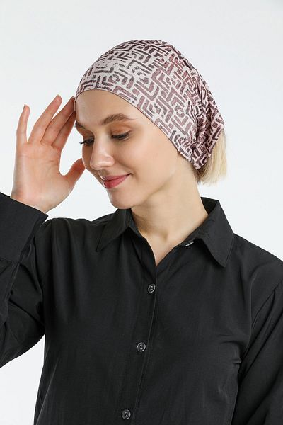 HÜRREM BONE Βιζόν Πρακτικό έτοιμο κουμπωτό Hijab Bonnet Sandy Fabric Geometric 2117_10