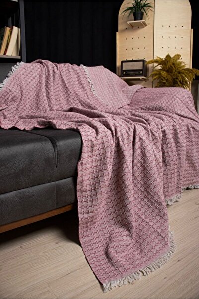 Madame Clean Home LÜX 1. SINIF NATUREL %100 PAMUK KOLTUK ÖRTÜSÜ - ŞAL Koyu Pembe 175X215 Cm