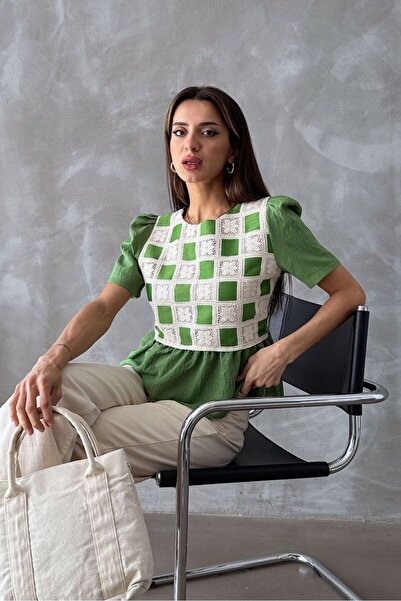 VERYMODA Emerald Green Lace Detailed Blouse |   D2678