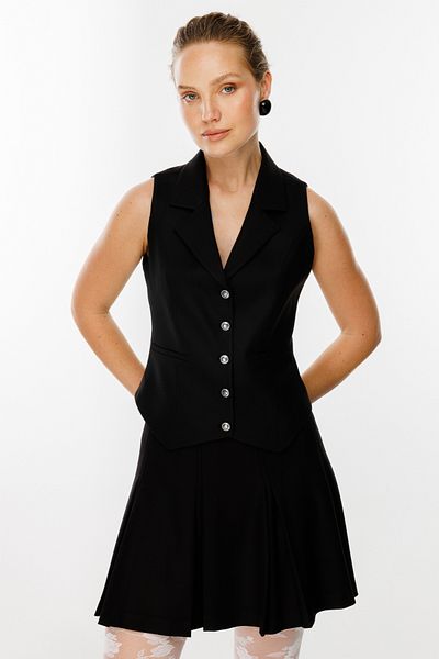 Ekol Buttoned Front Ornamental Pocket Vest