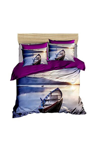 Fabeteks Sunrise Kayak 3D Digital Double Duvet Cover Pillow Set