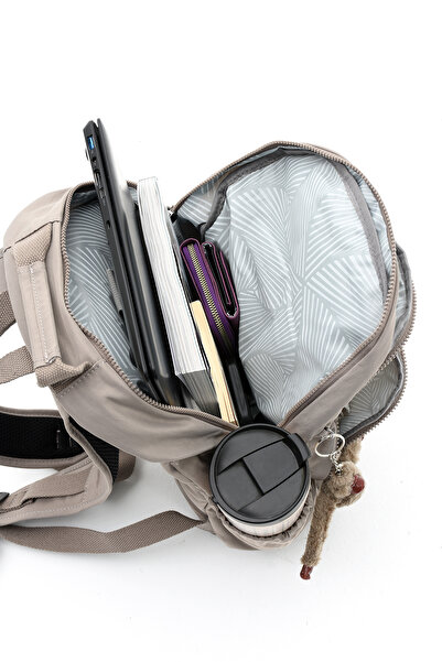 H&D COLLECTİON Unisex Waterproof Fabric Black Patterned 3-Compartment School Travel Backpack with Laptop Compartment