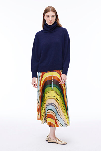 Perspective Divagos Comfortable Fit Knee Length Multicolor Skirt