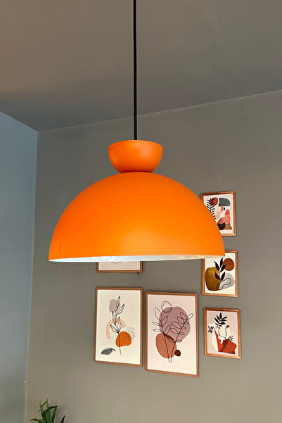 Bamyum Yimpi Turuncu Avize Turuncu Şapka Tekli Sarkıt Salon Kuaför Cafe Dekoratif Aydınlatma Pastane