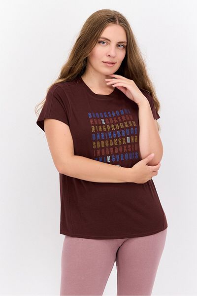 Brooks Women Sportswear Fit Short Sleeve Ruining Top, Dark Brown