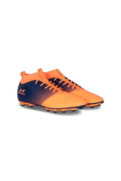 Nivia Ashtang Football Studs | Orange/black | 8 Uk/9 Us/42 Eu | Synthetic Leather | Waterproof
