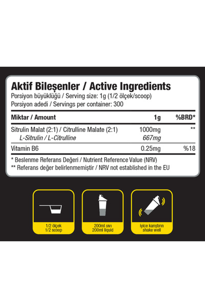 Dynamic Nutrition With Gift - Citrulline Malate - 300 g - Unflavored - 300 Servings - 100% Pure Citrulline Malate