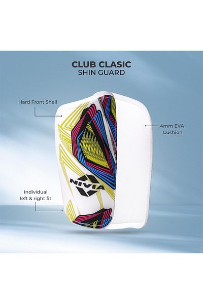 Nivia Eva Foam Classic Football Guard | Black/white | Lightweight & Breathable | Youth & Adults