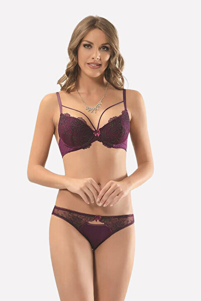 NBB Kadın Mor Hafif Destekli Sütyen Külot Takım