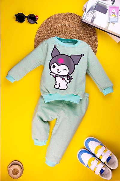 Yalçınoğlu Children's Character Patterned Set - Raised Soft Cotton Baby Sweatshirt Set |   Special for Winter