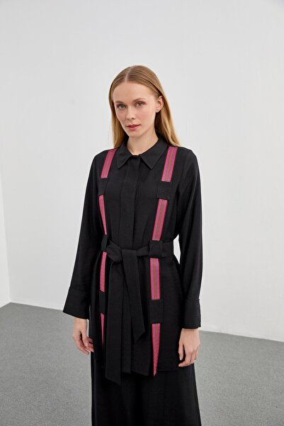 Zühre Şerit Detaylı Siyah İkili Takım TK-1284