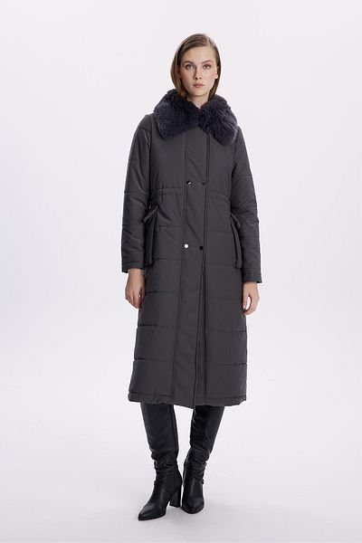 Zühre Fur Collar Pocket Smoked Coat 13699