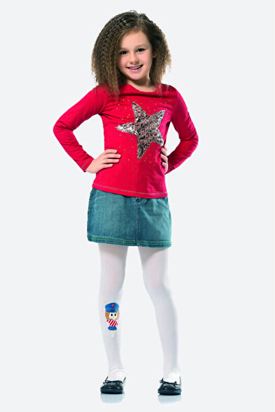 NBB Patterned White Children's Pantyhose