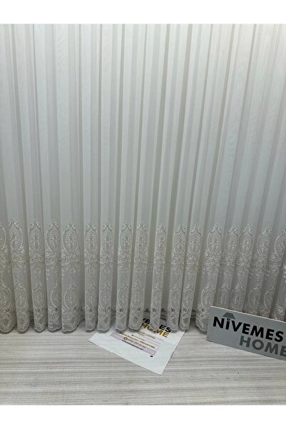 NİVEMESHOME Nivemeshome 1/3 Κοντή πλισέ χρυσή λεπτομερής κουρτίνα από τούλι Apm