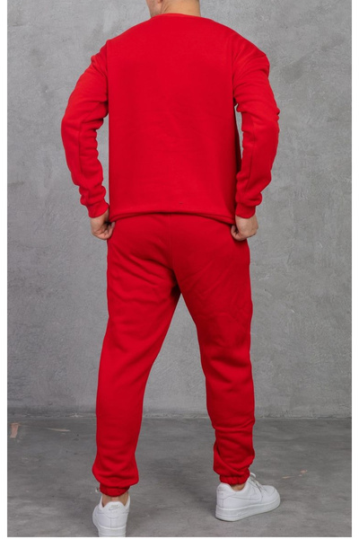 LOOK MY Unisex Sax Blue Crew Neck Straight Oversize Bottom-Top Tracksuit Set