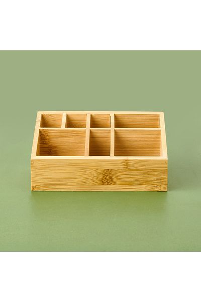 KPM Makeup Organizer with 7 Compartments - Brown - 13 cm