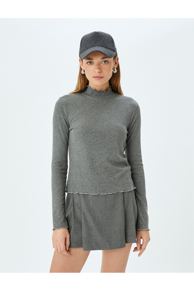 Koton X Şahika Ercümen - Long Sleeve Ruffled Stand Collar Bodysuit