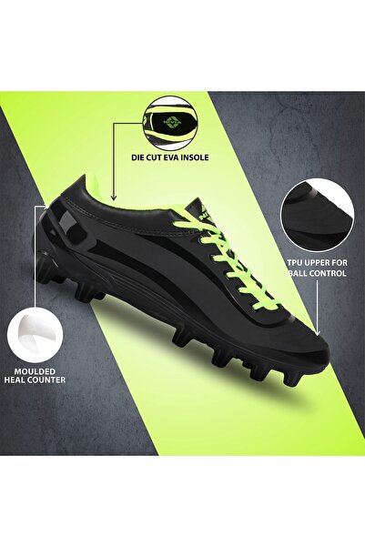 Nivia Airstrike Football Studs | Black | 8 Uk/9 Us | Tpu Synthetic | Waterproof Insole