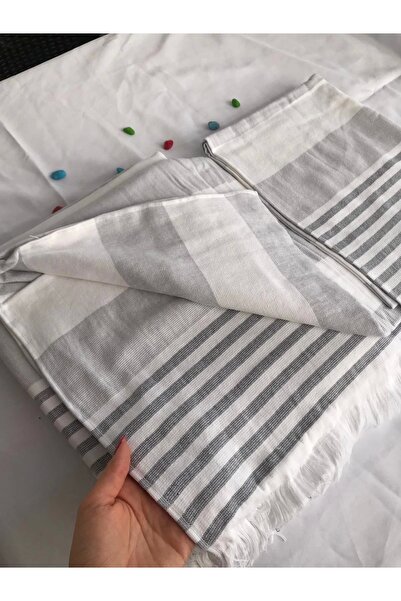 NİVEMESHOME Πετσέτα θαλάσσης Nivemeshome Lead-white ριγέ φούντα