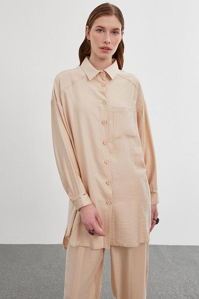 Zühre Pocket Detailed Buttoned Beige Double Combination Suit TK-1294