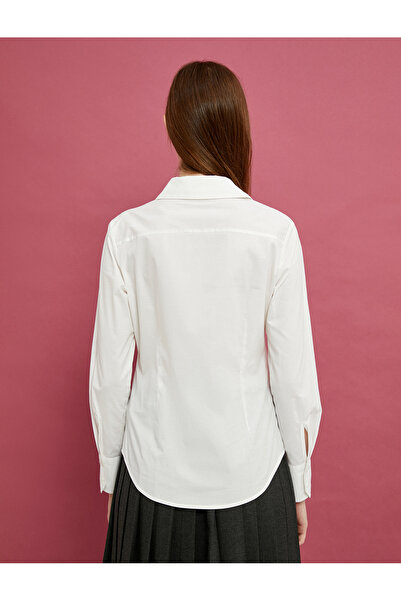 Koton Crop-Shirt, asymmetrischer Schnitt, Korsett-Look, Langarm, Baumwolle