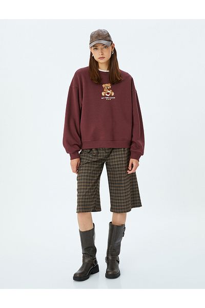 Koton Hanorac oversize cu slogan brodat cu urs