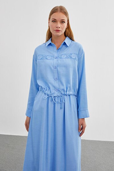 Zühre Blue Double Suit with Lace Detail Tk-1266