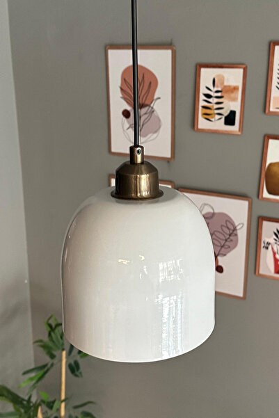 Bamyum Deep Beyaz Eskitme Yarım Lale Başlık Tekli Avize Sarkıt Salon Mutfak Butik Lamba Aydınlatma Avizeler