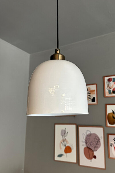 Bamyum Deep Beyaz Eskitme Yarım Lale Başlık Tekli Avize Sarkıt Salon Mutfak Butik Lamba Aydınlatma Avizeler