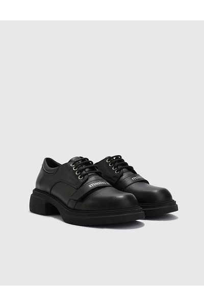İLVİ Natal Genuine Leather Women's Black Oxford Shoes