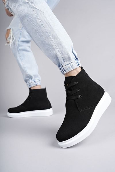 Zerenyus Ανδρικές αθλητικές μπότες OSLO Black Suede - Casual με κορδόνια