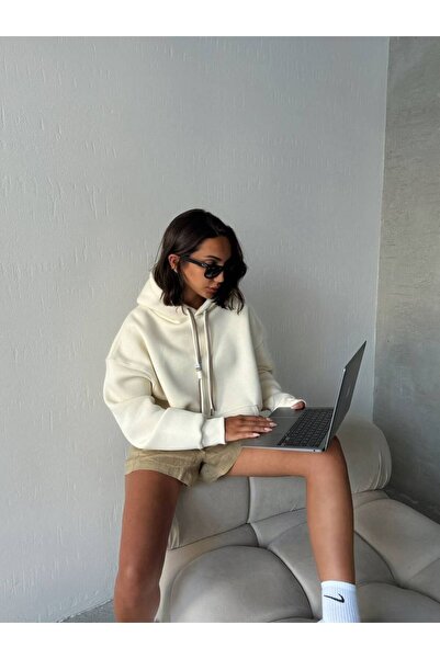 İLKCET MODA Γυναικείο φούτερ Oversize με λεπτομέρεια δαντέλας