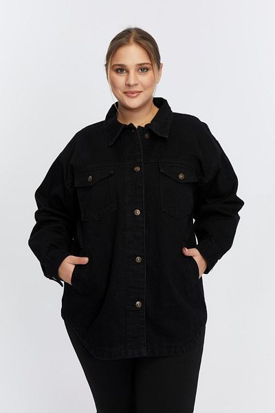 RMG Jachetă neagră de blugi - Plus Size