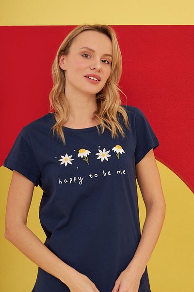 NBB Σετ πιτζάμες με μοτίβο Daisies Navy Blue