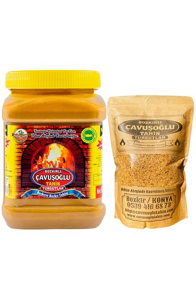 Bozkırlı Çavuşoğlu 930g Non-Dandruff Roasted Steppe Tahini + 500g Roasted Sesame - Wood Fire
