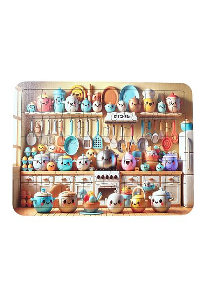 Uçandaire Cheerful Kitchen Puzzle 40 Piece Wooden Puzzle 31X21Cm