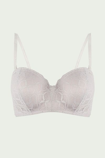 LOYA Gray Anna Lace Strapless Bra