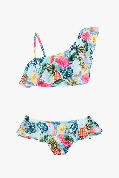 LOYA Colorful Flower Patterned Bikini Set for Girl