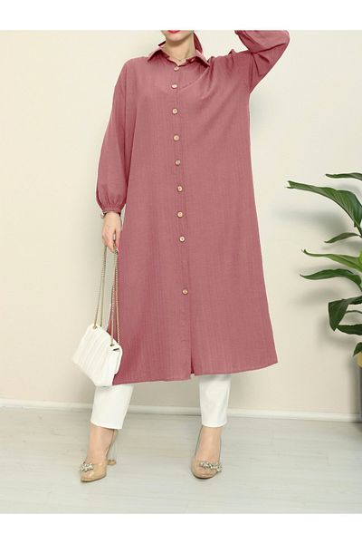 Modamorfo Long Crinkle Tunic with Elastic Sleeves and Buttons -Baby