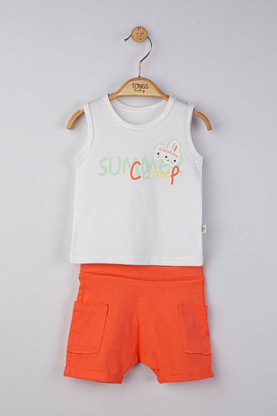 Tongs Baby Compleu 2 piese Summer Camp pentru baietei, Tongs baby Portocaliu