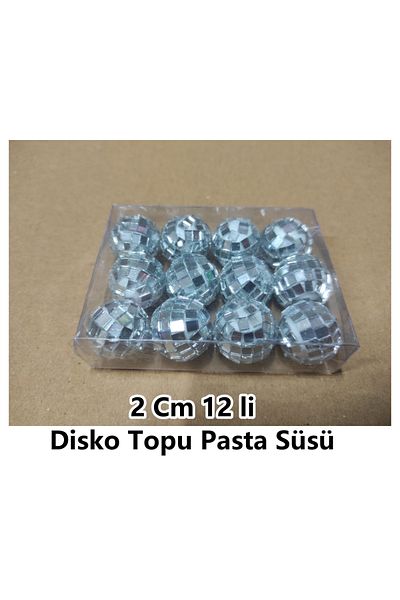 bizdenpastacılık 2 cm Wide Set of 12 Disco Ball Cake Decorations