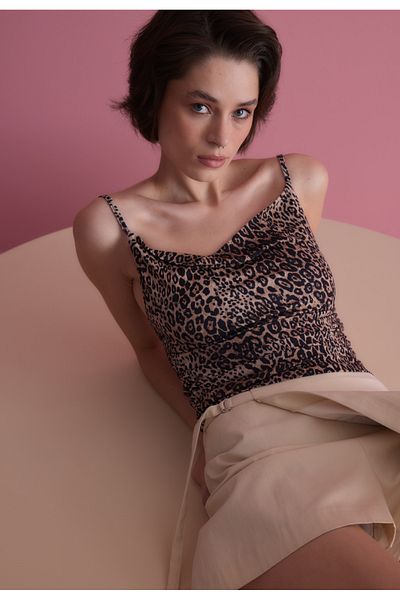 TUBİA Bluză de damă cu bretele cu model leopard