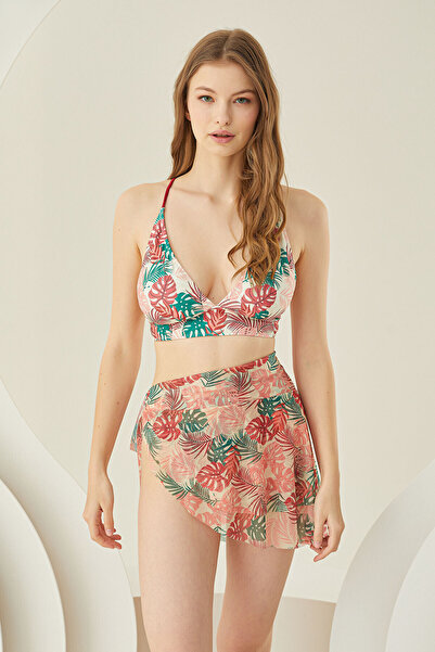 LOYA Renkli Faded Flower Pareo Etek