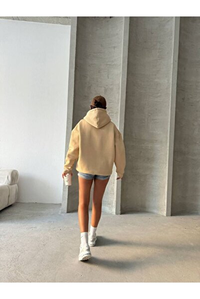 İLKCET MODA Γυναικείο φούτερ Oversize με λεπτομέρεια δαντέλας