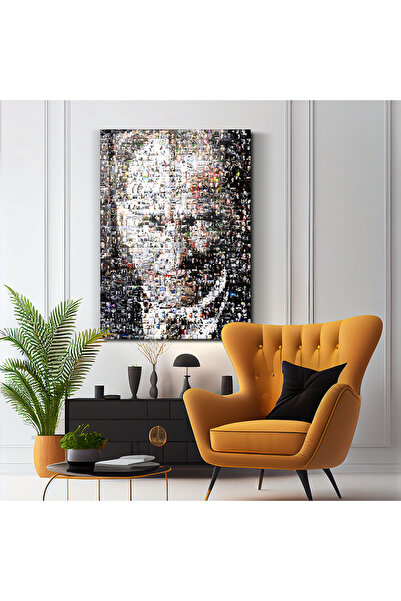 PoyKilArt Cam Tablo - Mustafa Kemal Atatürk Puzzle - Duvar dekorasyonu - Ofis dekorasyonu - Duvar tablosu - DK