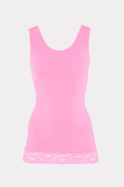 NBB Pink Seamless Lace Wide Strap Tank Top