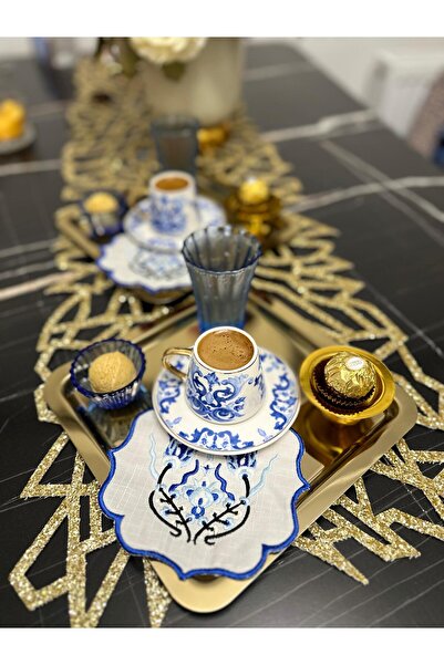 Çt Çeyizci Tekstil 6 bucăți de șervețele de prezentare de culoare cafea - Coc...