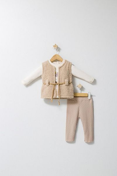 Tongs Baby Set 3 piese: pantaloni, bluzita si vestuta elegantaFun Penguin, Tongs baby  Gri