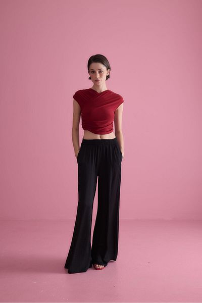 TUBİA Women's Red Color Zero Sleeve Tie-Up Blouse