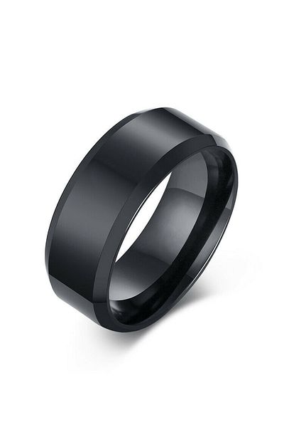 Chavin Shiny Black Men's Steel Ring Cd74Sy